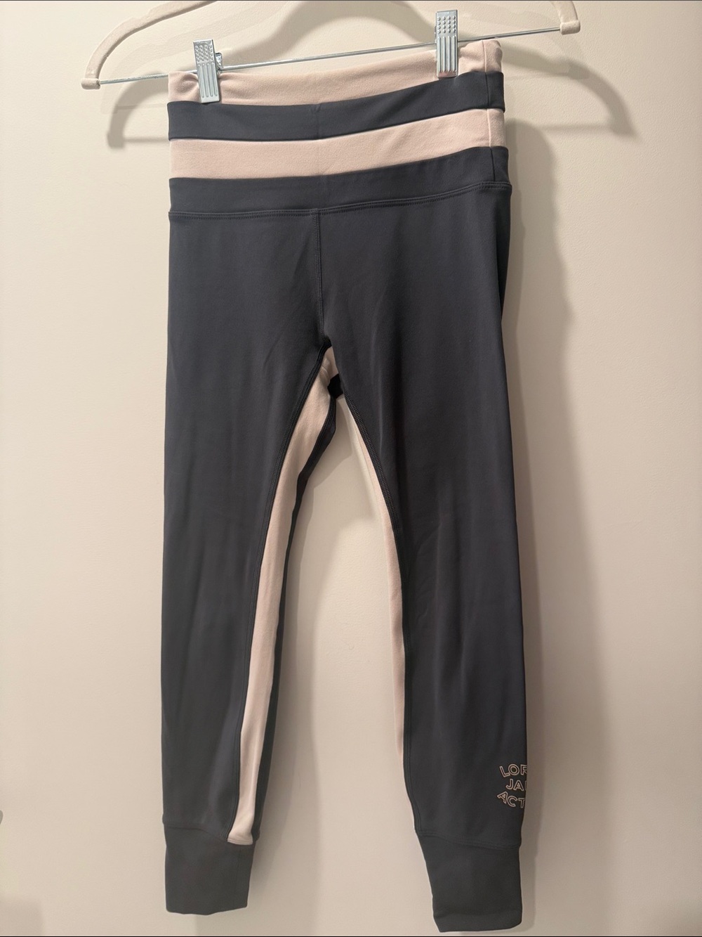 Lorna Jane Grey and Pink Paneled Leggings